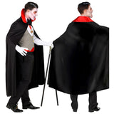 Halloween vampire costume featuring medallion and satin cape