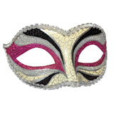 Classic Mask w/Glitter Highlights, pink, silver and black glitter.
