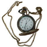 Vintage-style pocket watch with chain on a white background