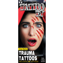 Tinsley FX Temp Tattoo - Claw Marks Trauma, lots of claw marks in pack.