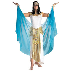 Cleopatra costume hire Brisbane with jewelled dress, collar and headpiece