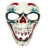 Clown Bone Horror Mask, hard moulded plastic full face mask painted with evil clown face and fangs.
