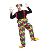 Clown Hooped Set, trousers with hooded waist and attached braces style, bow tie and hat.