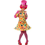 Colourful clown lady costume with multicoloured spots