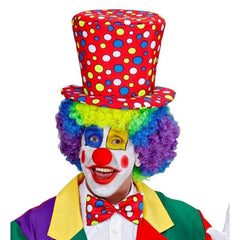 Red clown top hat and bow tie adult costume accessory