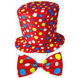Red clown top hat and bow tie adult costume accessory