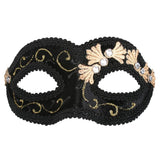 Coco velvet masquerade mask in black with gold lace and diamante and blue with gold lace and diamante by Dr Toms