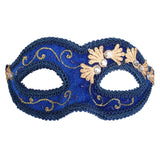 Coco velvet masquerade eye mask, small with gold lace and diamantee detail, black ribbons to attache.