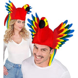 Bright novelty parrot hat designed for group costumes