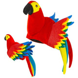 Colourful parrot party hat with wings and tail feathers