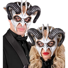 Commedia Dell'Arte demon mask with curved horns