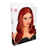 Box for Long copper wig with soft curl styling