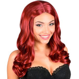 Copper Roxy wig with long soft curls and centre part