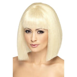 Blonde long bob style wig with fringe for adult costumes