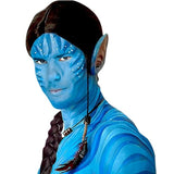 Blue costume face paint shown on fantasy character makeup