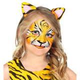 Yellow costume face paint shown on animal character makeup