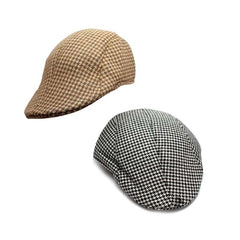 Country Squire Cap-Asst Colors, brown/cream or black/white herringbone look.