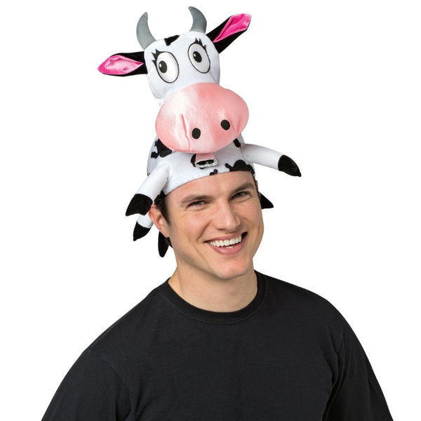 Cow Hat with face, horns and pink nose – adult size