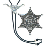 Cowboy accessory set with sheriff badge and western string tie for costume parties