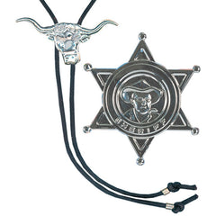 Cowboy accessory set with sheriff badge and western string tie for costume parties