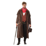 Cowboy Costume-Adult, long coat, printed vest, bandana and hat.