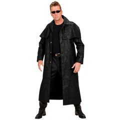 Adult black cowboy duster coat for western and wild west costumes