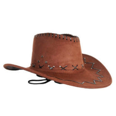 Brown faux suede cowboy hat western costume accessory