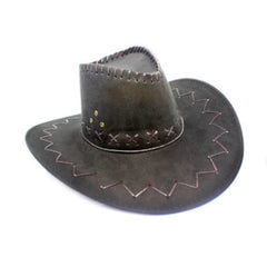 Black cowboy hat with chin strap – Western costume accessory for adults