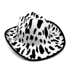 Black and white cow print cowboy hat for western costume
