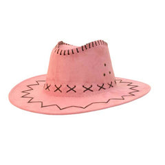 Cowboy hat in pink with contrasting lacing, adult size.