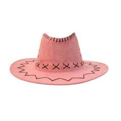 Cowboy hat in pink with contrasting lacing, adult size.