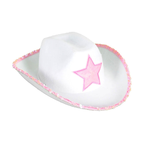 Cowboy hat with star and sequin rim for hens night or western costumes