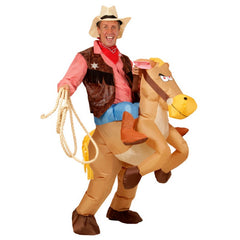 Cowboy on horse airblown inflatable costume for adults