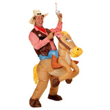 Funny cowboy on horse inflatable fancy dress outfit