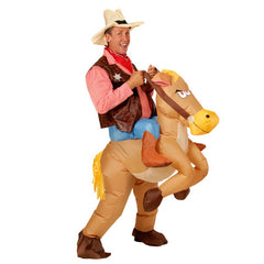 Cowboy on horse airblown inflatable costume for adults