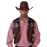 Close-up of cowboy vest and belt holster costume accessory set