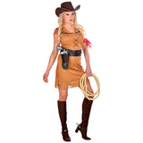 Brown a line cowgirl costume with fringed hemline