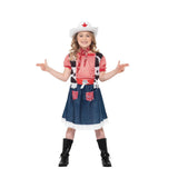 Cowgirl Sweetie Child Costume, dress with denium look skirt and red check top with vest and hat.