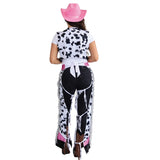 Black and white cow print cowgirl vest and chaps