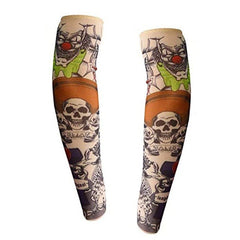 creepy carnival tattoo sleeve single arm horror fake tattoo costume accessory
