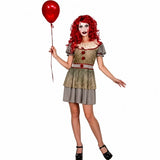 Ladies creepy clown dress costume with spooky clown styling
