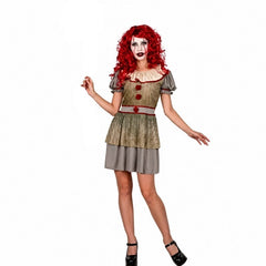 Ladies creepy clown dress costume with spooky clown styling