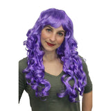 Curly Glamour Wig with Fringe – Purple curly costume wig