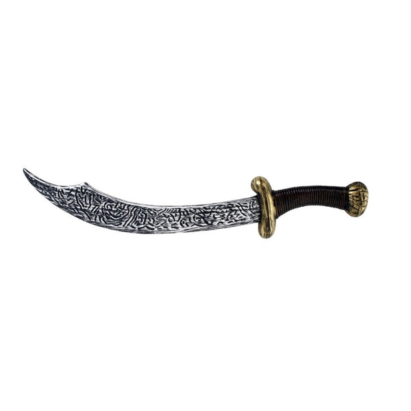 46cm curved plastic dagger with textured blade, perfect for Halloween, pirate, or horror costumes