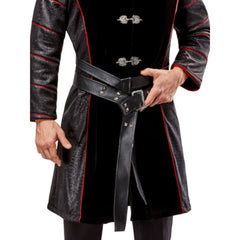 Daemon Targaryen Deluxe House of the Dragon Adult Costume, tunic style coat leather look sleeves, faux button closures. two belts.