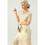 1920s Beaded Daisy Dress - Cream - Hire