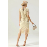 1920s Beaded Daisy Dress - Cream - Hire