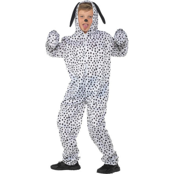 Dalmatian children’s costume – spotted jumpsuit with tail, ears, and gloves – Book Week and animal dress-up