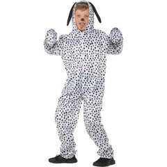 Dalmatian children’s costume – spotted jumpsuit with tail, ears, and gloves – Book Week and animal dress-up