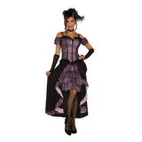 Adult Dance Hall Mistress purple cabaret costume front view